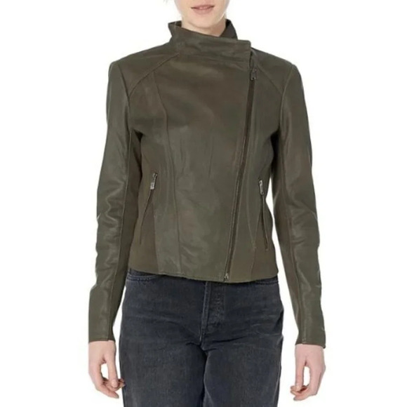 Andrew Marc New York Xsmall  Women's Lightweight Asymmetrical Leather Jacket - Picture 1 of 16